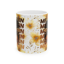 Load image into Gallery viewer, Mug - Melanin Woman with Bun and Yellow Flowers Design