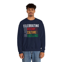 Load image into Gallery viewer, Celebrating Black History, Culture, Excellence Crewneck Sweatshirt