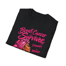 Load image into Gallery viewer, Breast Cancer Survivor T-Shirt | Pink Ribbon Woman Illustration