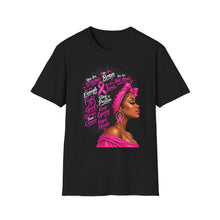 Load image into Gallery viewer, Breast Cancer Awareness Afro Woman T-Shirt