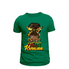 Load image into Gallery viewer, Happy Kwanzaa Woman Bun- Short Sleeved T-Shirt