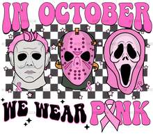 Load image into Gallery viewer, In October We Wear Pink Horror- Short Sleeved T-Shirt