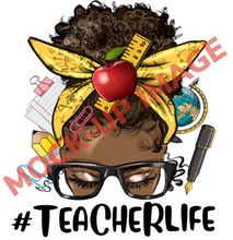 Load image into Gallery viewer, Messy Bun Teacher Life Short Sleeved T-Shirt Woman