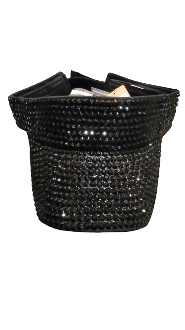 Packable Black Rhinestone Sun Visor