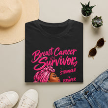 Load image into Gallery viewer, Breast Cancer Survivor T-Shirt | Pink Ribbon Woman Illustration
