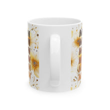 Load image into Gallery viewer, Mug - Melanin Woman with Bun and Yellow Flowers Design
