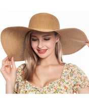 Load image into Gallery viewer, Solid Straw Sun Hat, XL Brim
