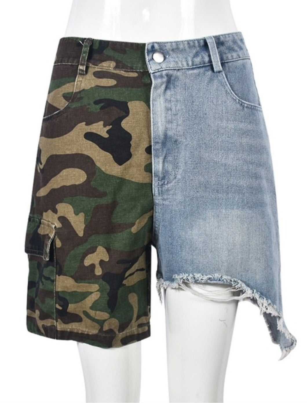 Camo Denim Shorts