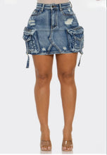 Load image into Gallery viewer, Cargo Denim Mini Skirt

