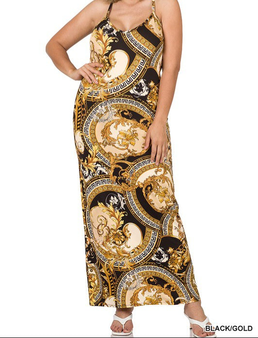 Golden Sleeveless Maxi Dress