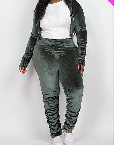 Greener on My Side Velour Jacket & Pants Set