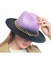 Load image into Gallery viewer, Ombre Lavender/Black Chain Fedora Hat
