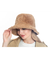 Load image into Gallery viewer, Faux Fur Tan Bucket Hat
