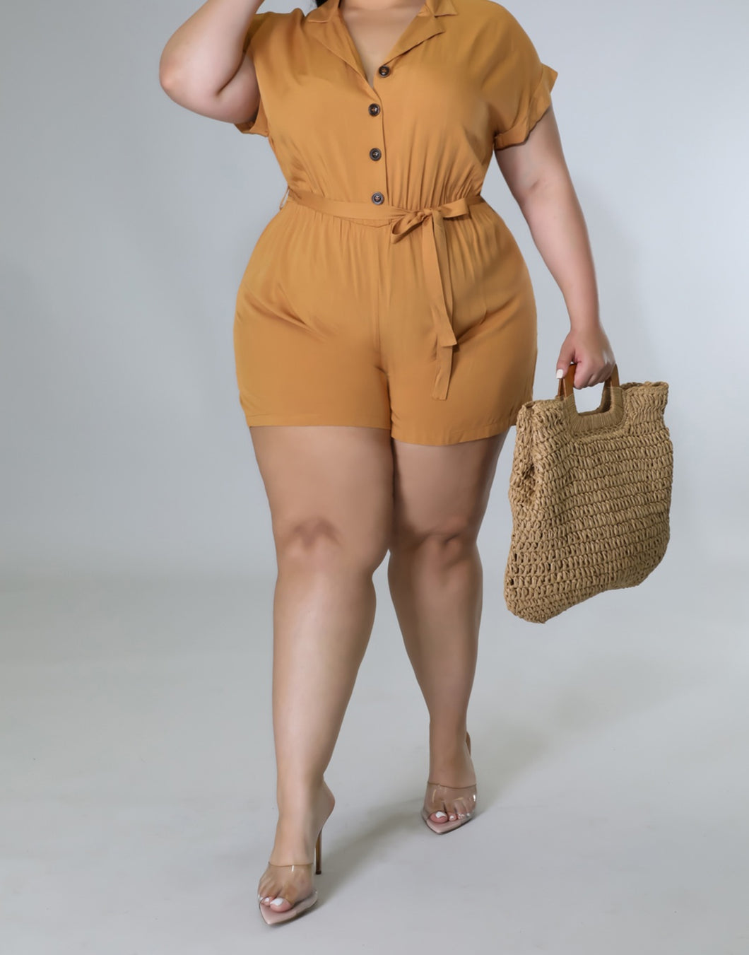 Running Around Collared Short Sleeve Romper