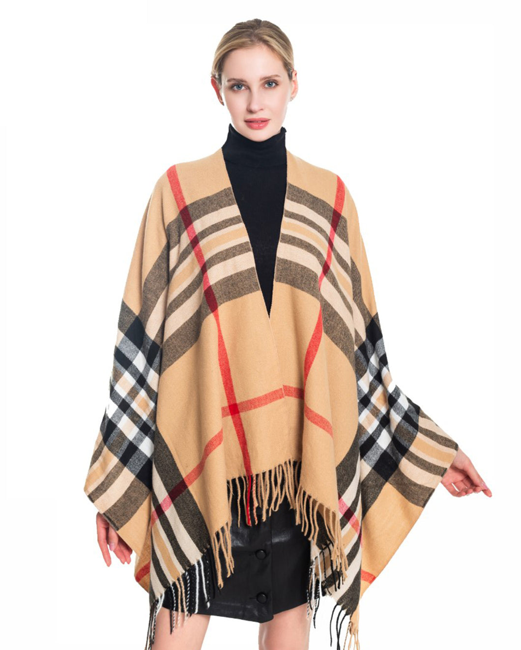 Womans Tan Plaid Wrap
