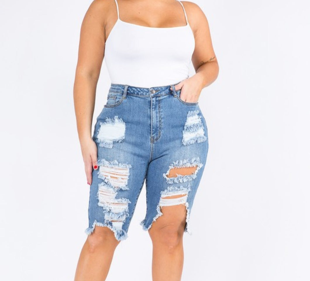 Distressed Bermuda Shorts